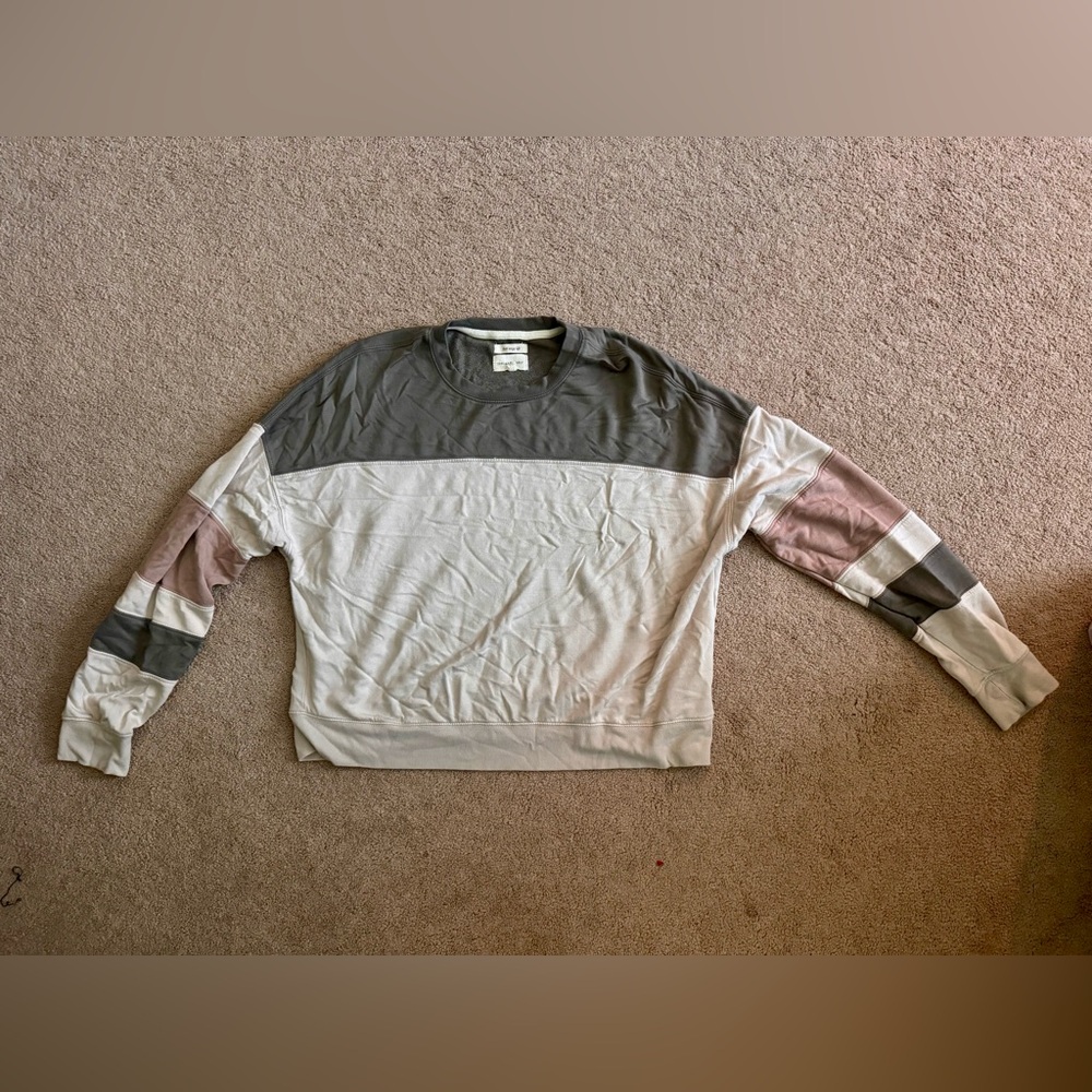Thread & Supply Gray and Cream Colorblock Sweatshirt